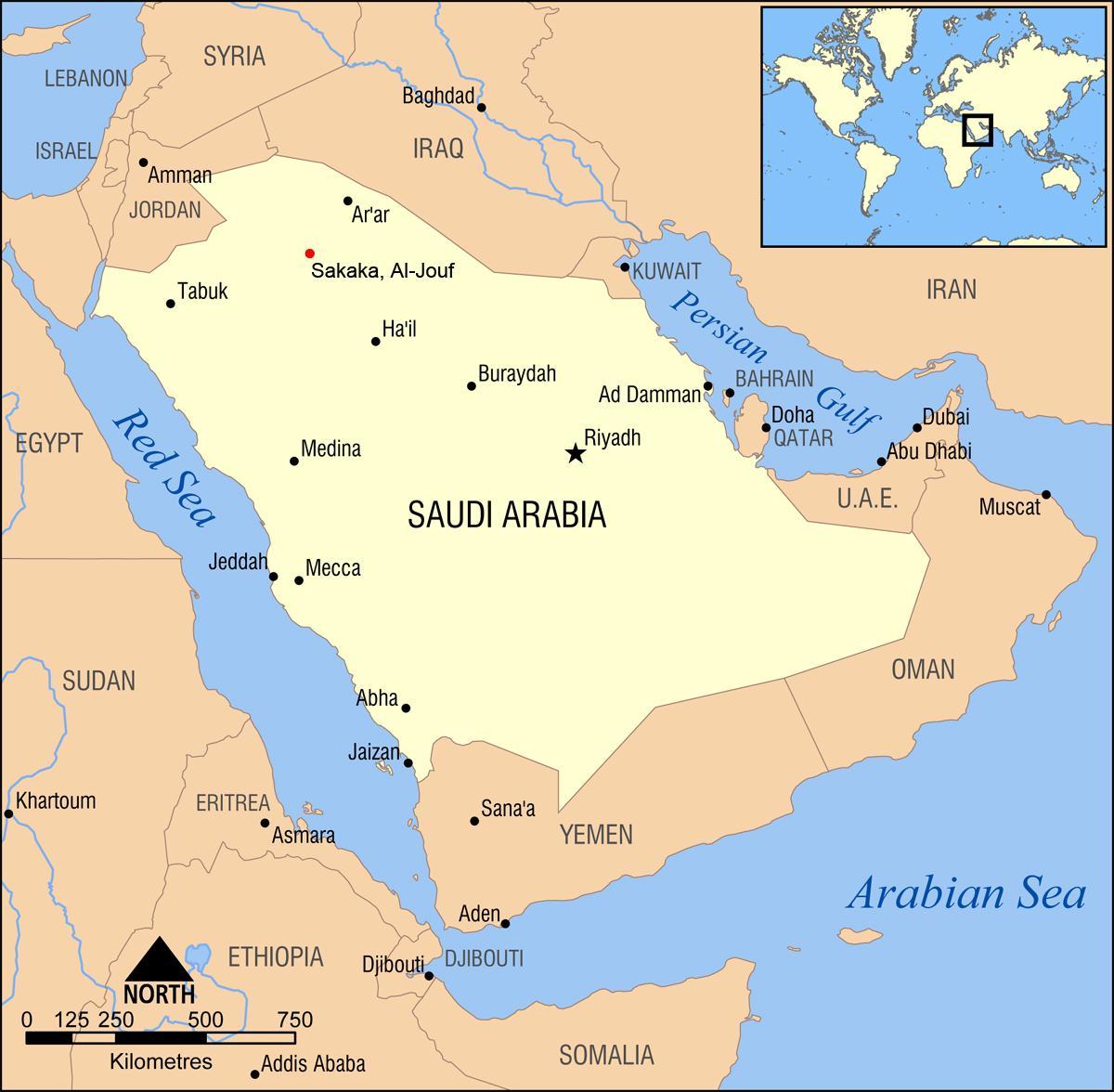 al jouf mapa a l'Aràbia Saudita