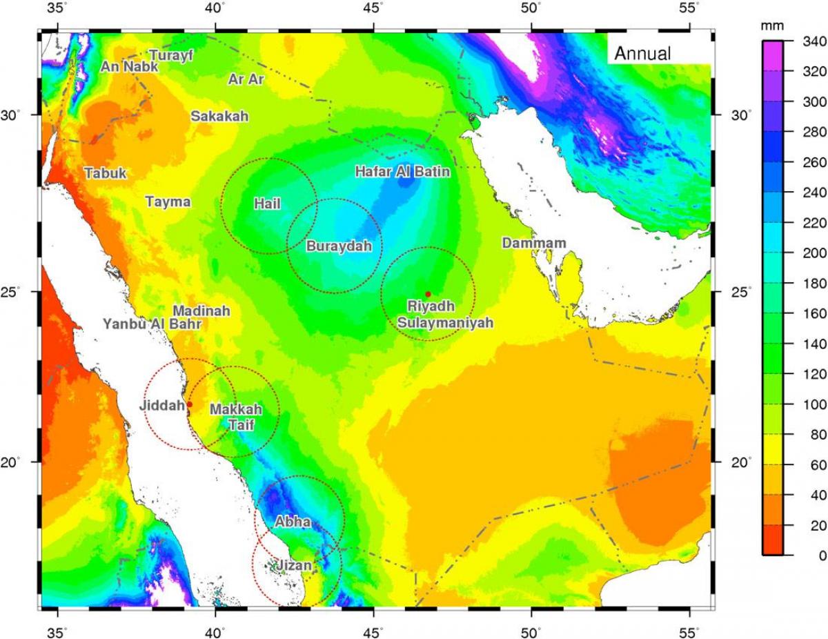 Mapa de l'Aràbia Saudita climàtic