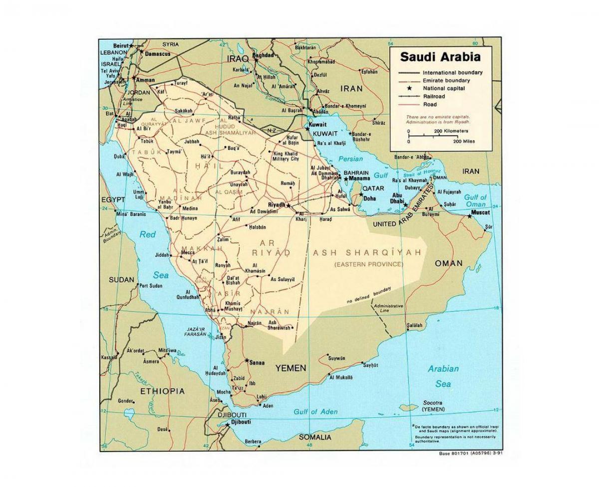 Aràbia Saudita mapa amb les principals ciutats