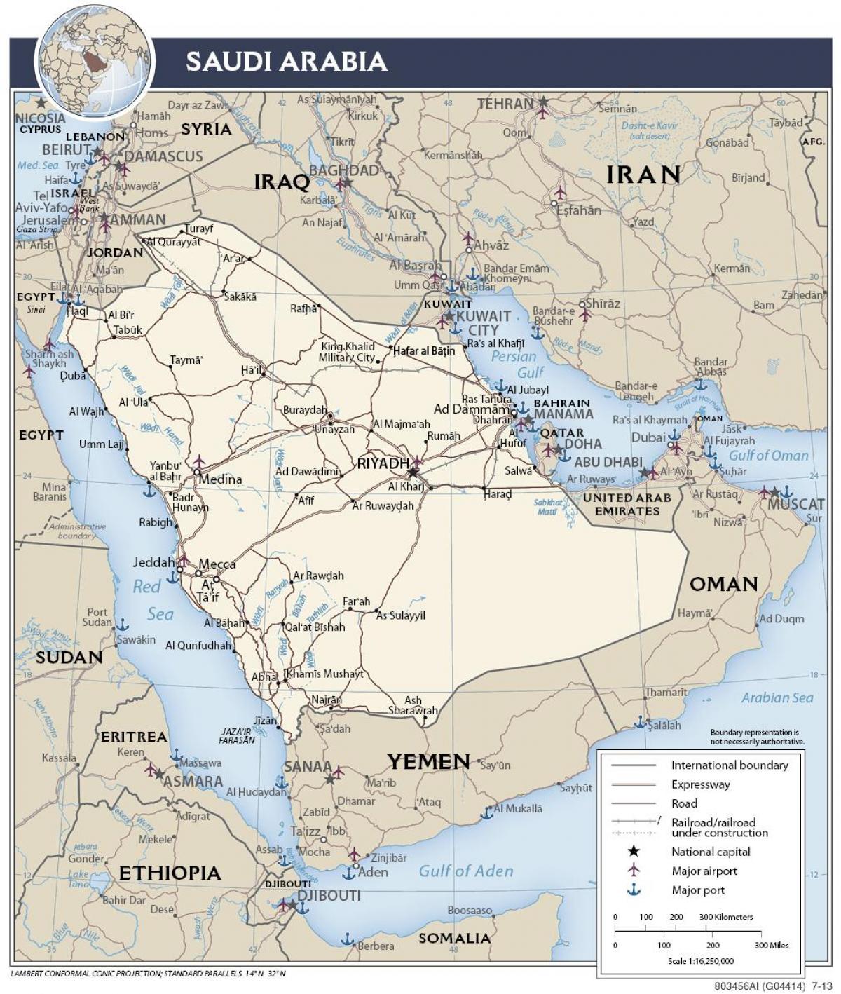 Mapa de l'Aràbia Saudita ports
