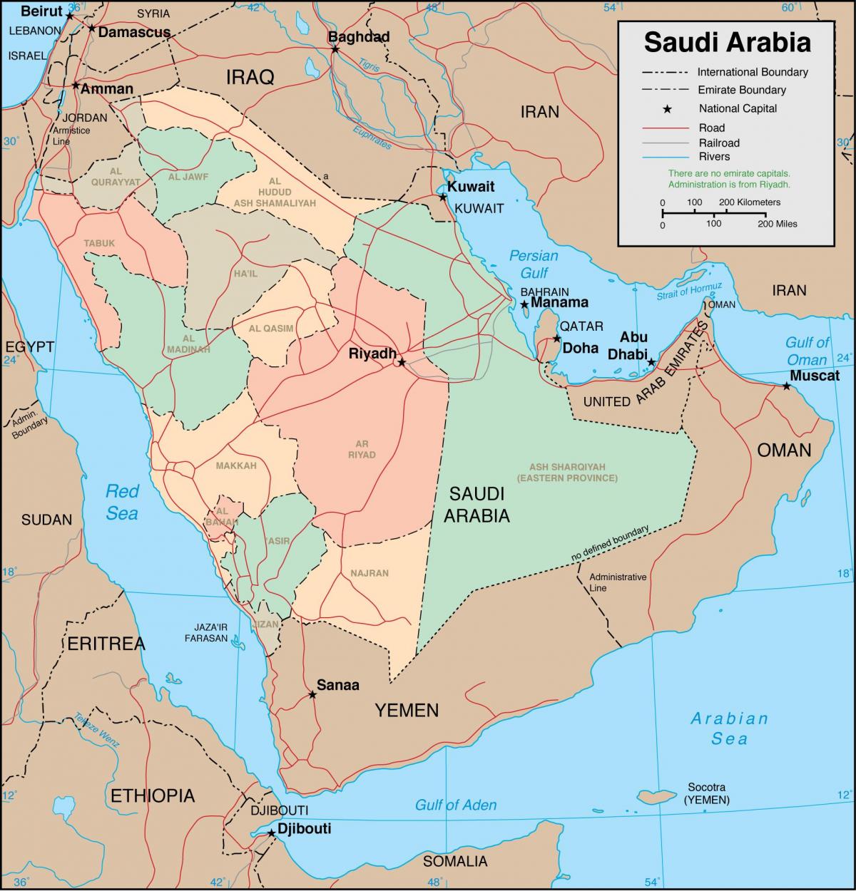Aràbia Saudita regions mapa