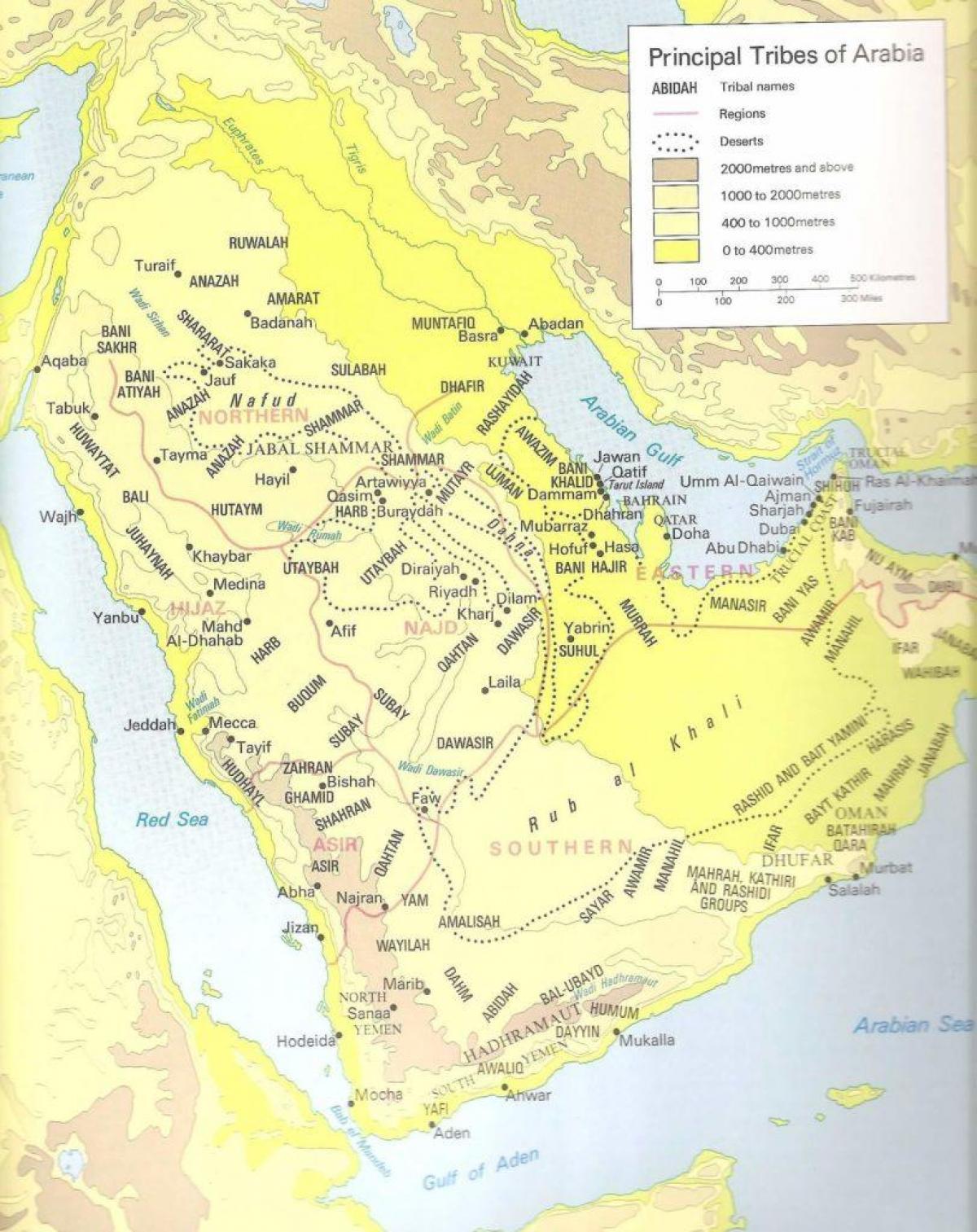 Mapa de l'Aràbia Saudita tribus