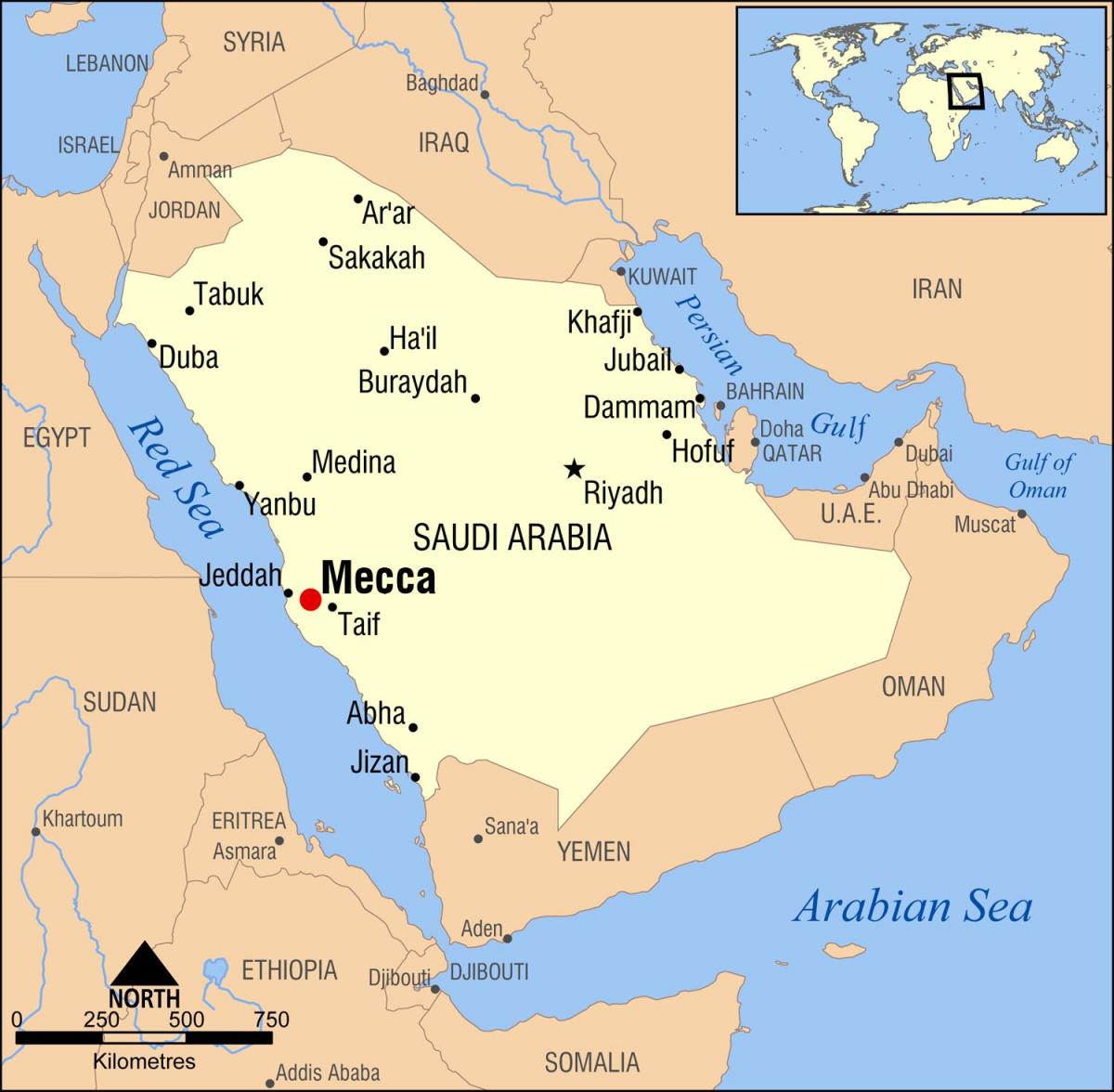 mapa de la meca, a l'Aràbia Saudita