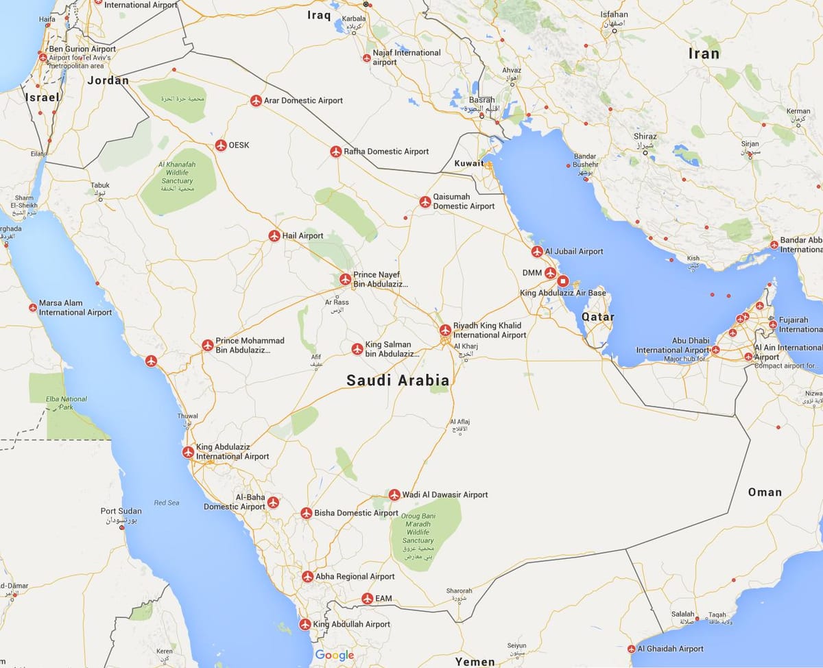 Aràbia Saudita aeroports mapa