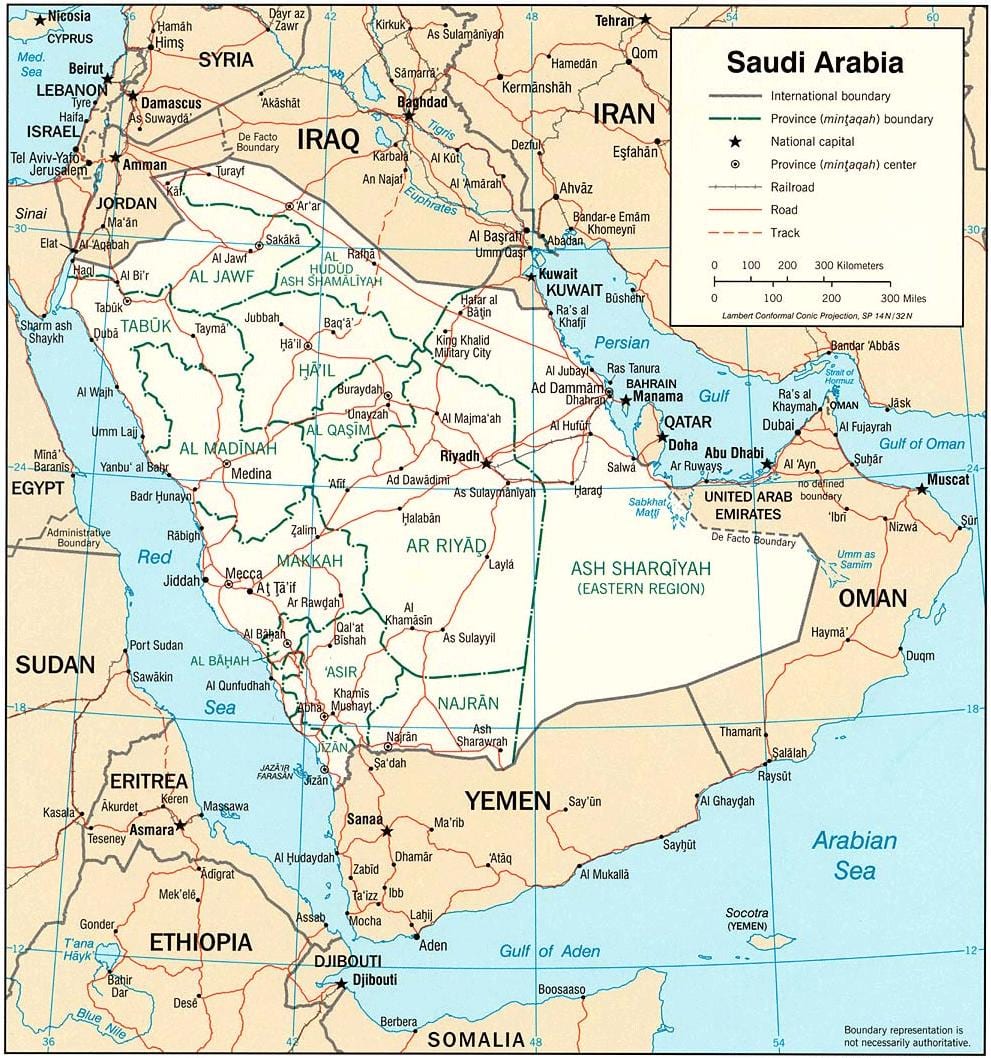 Mapa de l'Aràbia Saudita política