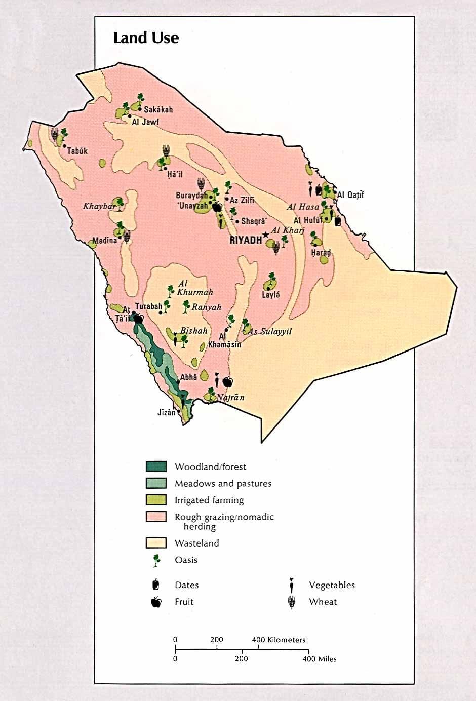 Mapa de l'Aràbia Saudita recursos naturals