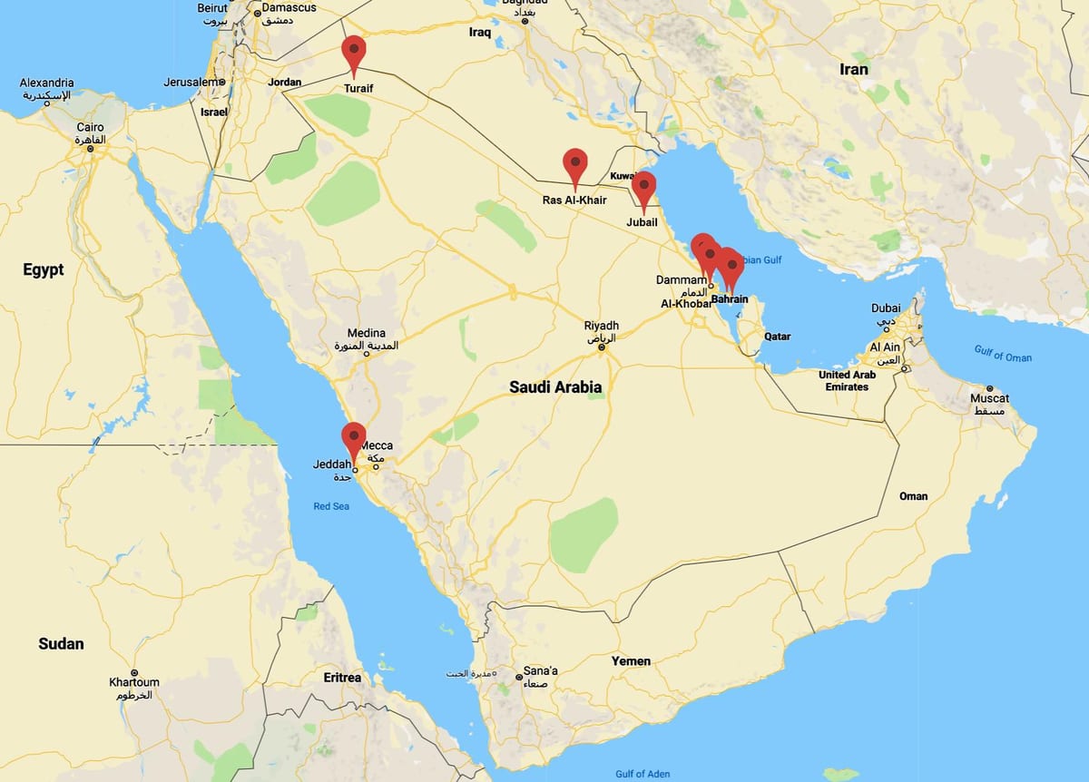 mapa de l'Aràbia Saudita al khobar