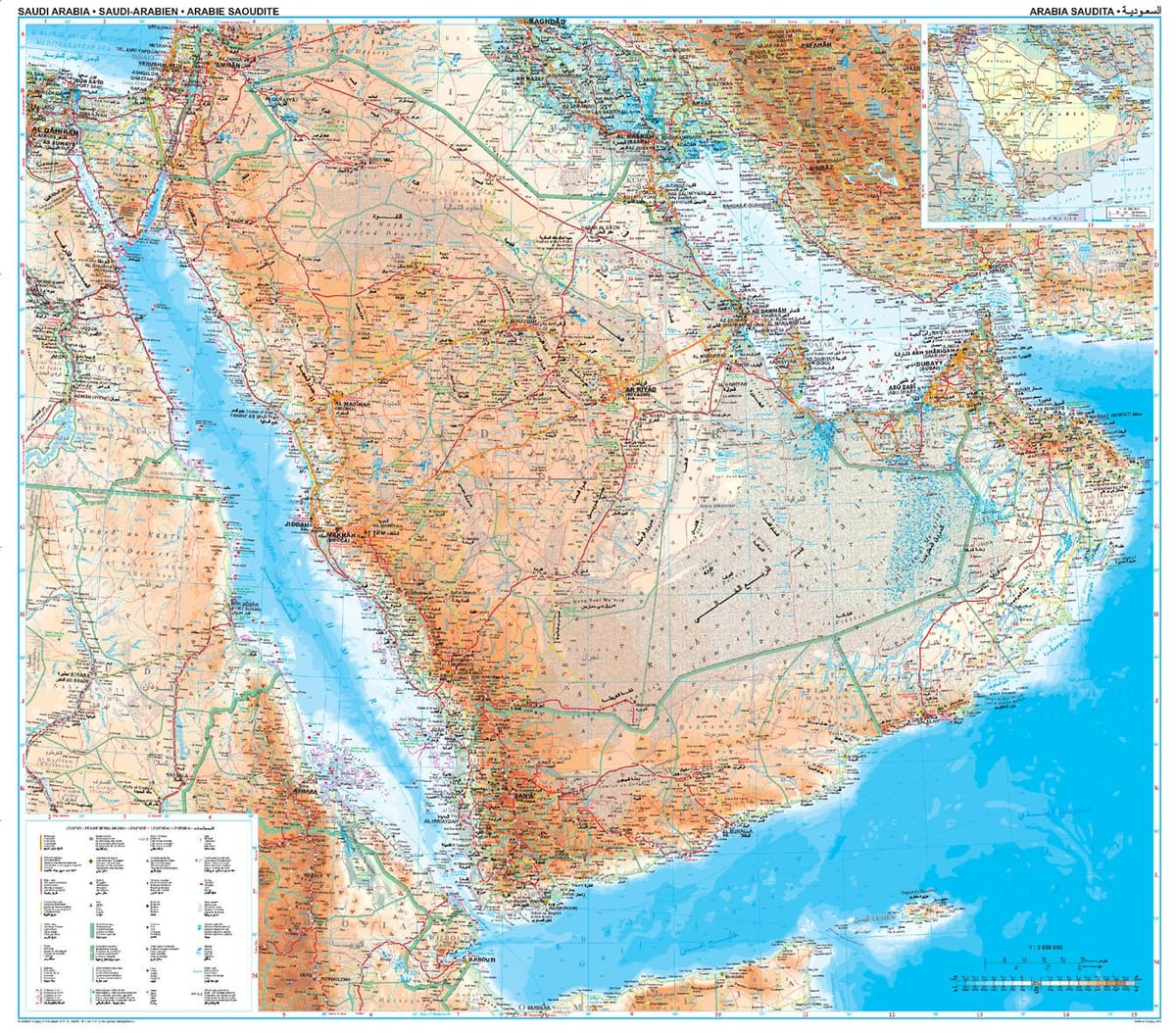 Mapa de l'Aràbia Saudita topogràfic