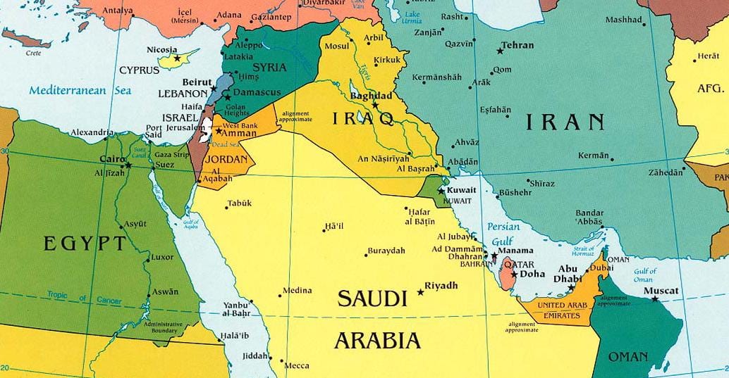 mapa Aràbia Saudita països de l'entorn