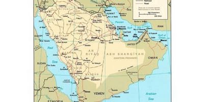 Aràbia Saudita mapa amb les principals ciutats