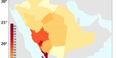 Aràbia Saudita densitat de població mapa