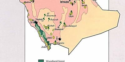Mapa de l'Aràbia Saudita recursos naturals