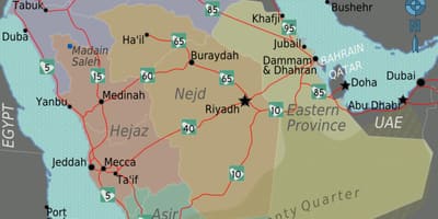 KSA mapa amb les ciutats