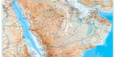 Mapa de l'Aràbia Saudita topogràfic