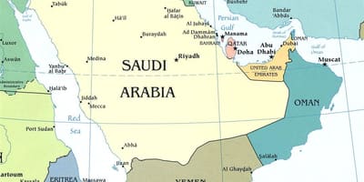 Mapa de la península d'Aràbia saudita